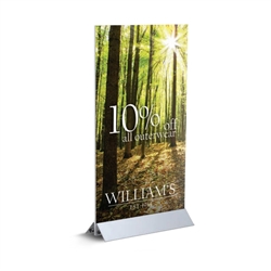 Mini Mightee designed to get your marketing message noticed on the trade show or retail floor. These store displays hold 12in custom graphics that are easy to replace & update.
