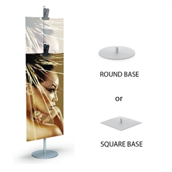 Clamp Stand 2 Sect 11 Rd Base Clamp designed to get your marketing message noticed on the trade show or retail floor. These store displays hold  custom graphics that are easy to replace & update.