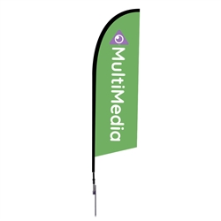 Outdoor promotional flag stands get your message noticed!  Custom printed 8.25ft  single-sided Falcon outdoor flags are perfect for retail stores, car dealerships, fairs, expos, trade shows and more to grab customer attention.