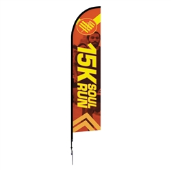 Outdoor promotional flag stands get your message noticed!  Custom printed 14ft  single-sided Falcon outdoor flags  - One Choice are perfect for retail stores, car dealerships, fairs, expos, trade shows and more to grab customer attention.