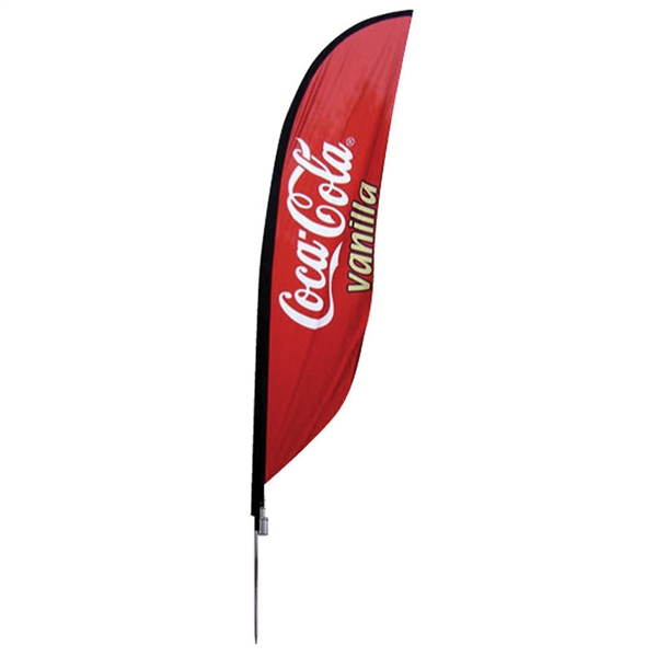 Outdoor promotional flag stands get your message noticed!  Custom printed 9.84ft  single-sided Feather outdoor flags are perfect for retail stores, car dealerships, fairs, expos, trade shows and more to grab customer attention.