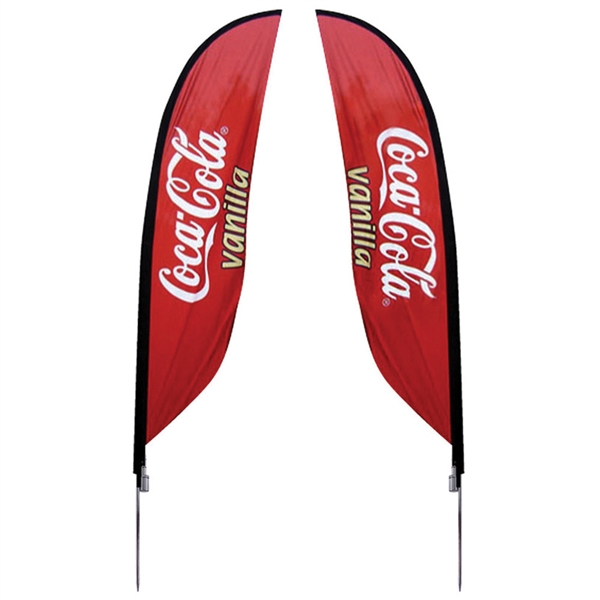 Outdoor promotional flag stands get your message noticed!  Custom printed 9.84ft  double-sided Feather outdoor flags are perfect for retail stores, car dealerships, fairs, expos, trade shows and more to grab customer attention.