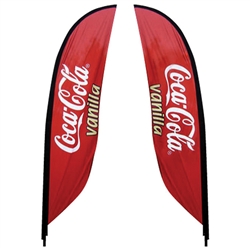 Outdoor promotional flags get your message noticed!  Custom printed 9.84ft  double-sided Feather outdoor flags are perfect for retail stores, car dealerships, fairs, expos, trade shows and more to grab customer attention.