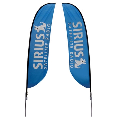 Outdoor promotional flag stands get your message noticed!  Custom printed 16.4ft  double-sided Feather outdoor flags are perfect for retail stores, car dealerships, fairs, expos, trade shows and more to grab customer attention.