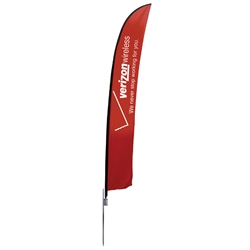 Outdoor promotional flag stands get your message noticed!  Custom printed 19.7ft  single-sided Feather outdoor flags are perfect for retail stores, car dealerships, fairs, expos, trade shows and more to grab customer attention.