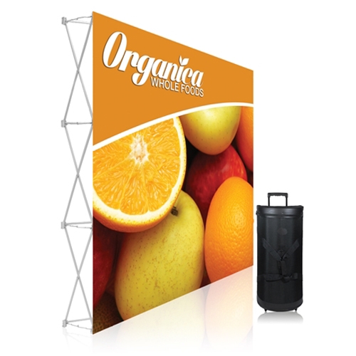 8ft Straight Ready Pop Single Sided Fabric Pop Up Frame & Graphic No Endcaps. Ready Pop is the FASTEST booth to setup, clocked in at just 2-minutes.8ft Curved Ready Pop Tension Fabric Trade Show display popular curved backwall floor display.