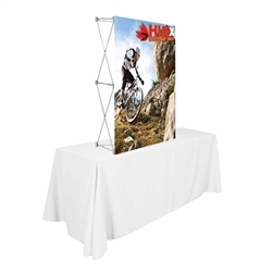 5ft x5ft RPL Fabric PopUp Table Top no Endcaps is the alternative display for Our Ready Pop fabric pop-up display. RPL Tension Fabric Pop Up Table Top Display allow exhibitors to travel light and keep costs down for small shows and conferences.
