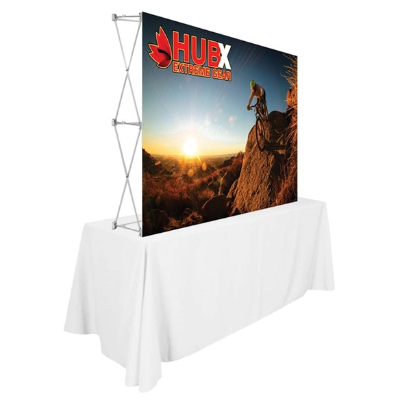 7.5ft x 5ft RPL Fabric Pop Up Table Top Exhibit is the alternative display for Our Ready Pop fabric pop-up display. RPL Tension Fabric Pop Up Table Top Display allow exhibitors to travel light and keep costs down for small shows and conferences.