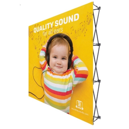 8ft x 8ft Straight RPL Fabric Pop Up Display w/o Endcaps is the light version of our Ready Pop Fabric Pop Up Display. Still and awesome eye-catcher at your next trade show, the Lite version comes with a very attractive price!