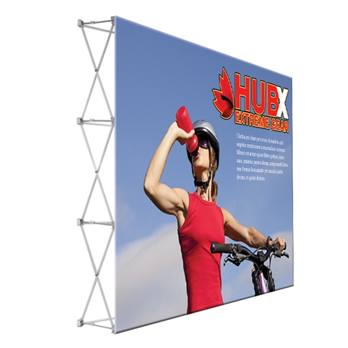 10ft x 8ft Straight RPL Fabric Pop Up Display NO Endcaps is the light version of our Ready Pop Fabric Pop Up Display. Still and awesome eye-catcher at your next trade show, the Lite version comes with a very attractive price!