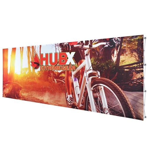 20ft x 8ft RPL Fabric Pop Up Display Straight Single Sided No Endcaps easily sets up with two people and is sturdy while clearly displaying all of your information. The RPL Fabric Pop Up trade show exhibit is the perfect display on the go.