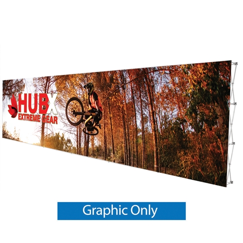 30ft x 8ft RPL Fabric Trade Show Pop Up Exhibit Single Sided NO Endcaps easily sets up with two people and is sturdy while clearly displaying all of your information. The RPL Fabric Pop Up trade show exhibit is the perfect display on the go.