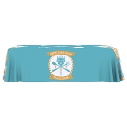 8ft Table Throw Custom Full Color Print 4-sided - One Choice, table throws professionally present your company image at events and trade shows. These premium quality polyester twill table throws are easy to care for and can be easily washed.