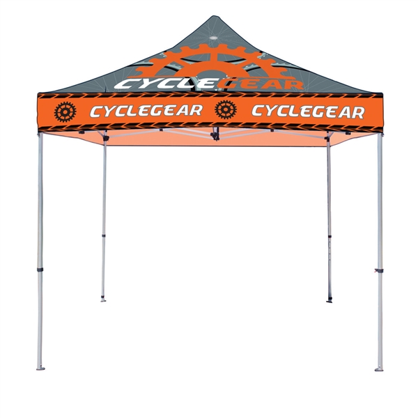 Classic Casita Canopy Steel Tent 10 ft. Classic Graphic Package are an excellent way to provide shade for outdoor events. This canopy has a 10ft x 10ft footprint with five height settings settings on the legs.