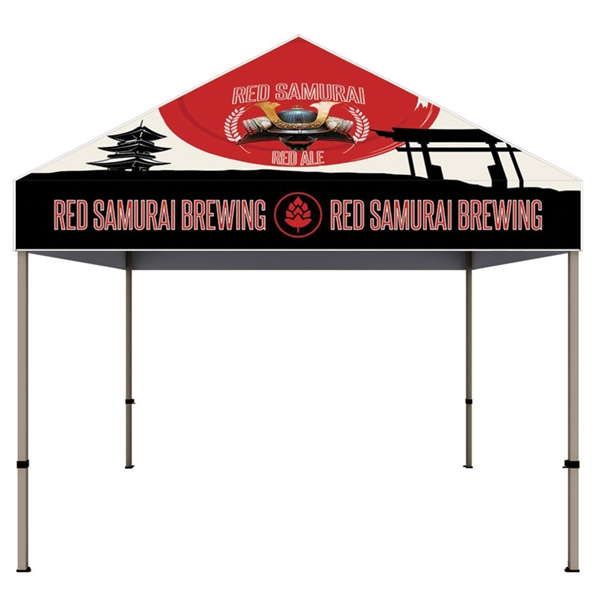 10ft x 10ft Casita Tent - Full-Color UV Print (Frame & Canopy) are an excellent way to provide shade for outdoor events. This canopy has a 10ft x 10ft footprint with five height settings settings on the legs.