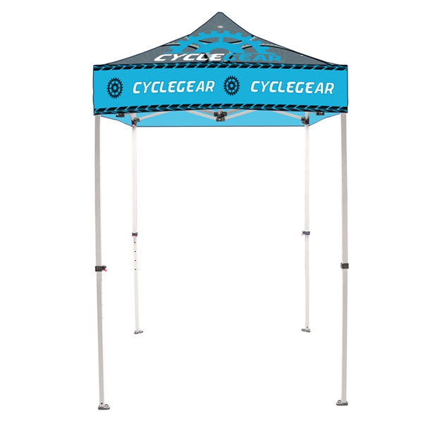 5ft x 5ft Casita Tent Steel - Full-Color UV (Frame & Canopy) are an excellent way to provide shade for outdoor events. This canopy has a 5ft x 5ft footprint with five height settings settings on the legs.