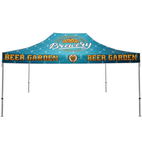 15ft x 10ft Casita Tent - Full-Color UV Print (Frame & Canopy) are an excellent way to provide shade for outdoor events. This canopy has a 10ft x 10ft footprint with five height settings settings on the legs.