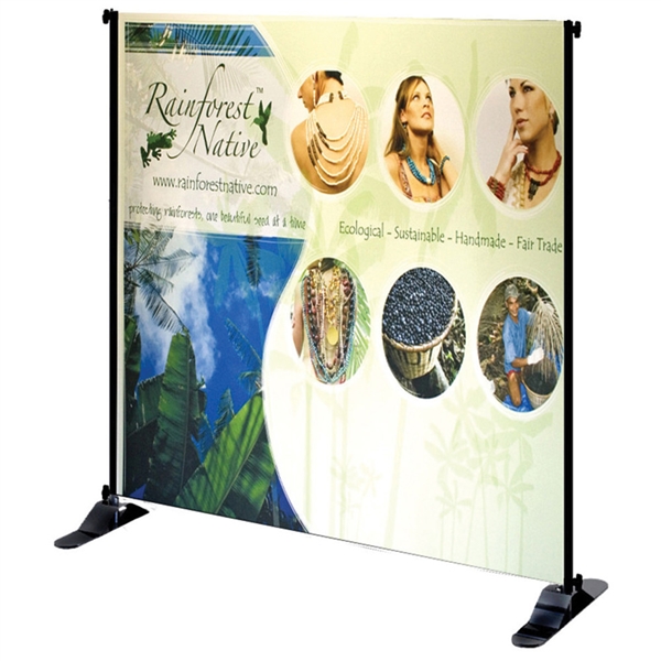4ft x 4ft Jumbo Banner Stand Small Tube Graphic Package. This particular selection has smaller tubes that measure 1 1/8"" in diameter and connect together on all four sides. The fabric graphic slides onto the top and bottom cross bars, and displays tautly