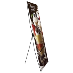 31.5 in x 79in Econom-X Banner Stand Large Scrim Graphic Package (Stand & Graphic). The Econom-X banner stand offers a great looking display at an economical price. A soft travel bag is also included in the super low price.