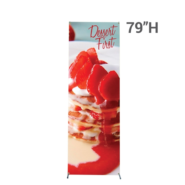 31.5 in x 79 in X2 Banner Stand Medium Graphic Package. Carbon fiber poles allow the X2 banner stand to hold a 31.5â€ X 79â€ (2.6 ft X 6.6 ft) digital print tight and straight. Stand comes with a one year warranty.