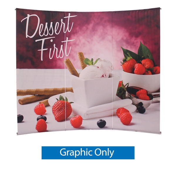 94in x 80in 3 Piece L Banner Stand Curved - Graphic Only. This affordable, lightweight aluminum frame sets up easily in seconds for ultimate convenience, quality, and value.