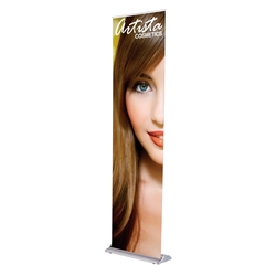 24in x 92in Black SilverStep Vinyl Graphic Package. Huge assortment of retractable banner stands for every need. This roll up banner is a quick and easy means of adding color to your trade show booth, show room, events.