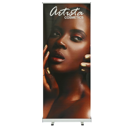 33.5 in. Mozzie Roll Up - 80inh Super Flat Vinyl Retractable Banner Stand. This Retractable Banner Stand Display has a unique look at an affordable price.