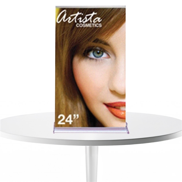 24in x 54in SilverStep Tabletop Black Super Flat Graphic Package and full line of trade show displays, pop up booths, banner stands, table top displays, banner stands. Retractable Tabletop Banner Stand is addition to get the most out of your table space