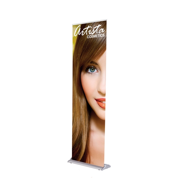 24in x 76in SilverStep Tabletop Silver Super Flat Graphic Package and full line of trade show displays, pop up booths, banner stands, table top displays, banner stands. Retractable Tabletop Banner Stand is addition to get the most out of your table space