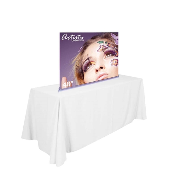 48in x36in SilverStep Retractable Tabletop Banner Stand Vinyl Print. Table Top Banner Stands are an extremely popular and versatile trade show display product. Large selection of table top banner stands you need for your next trade show or event.