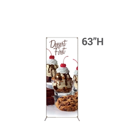 18in x 63in Grasshopper  Banner Stand Small w/ Banner allows your customers to quickly set up their graphics. Simply unfold the Banner Stand display and attach a grommeted graphic. Allows for an upscale wood look for a lower cost.