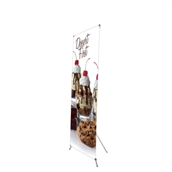 32in x 79in Grasshopper Banner Stand Medium w/ Banner allows your customers to quickly set up their graphics. Simply unfold the Banner Stand display and attach a grommeted graphic. Allows for an upscale wood look for a lower cost.