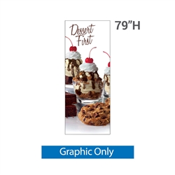 32in x 79in Grasshopper Banner Stand Large allows your customers to quickly set up their graphics. Simply unfold the Banner Stand display and attach a grommeted graphic. Allows for an upscale wood look for a lower cost.