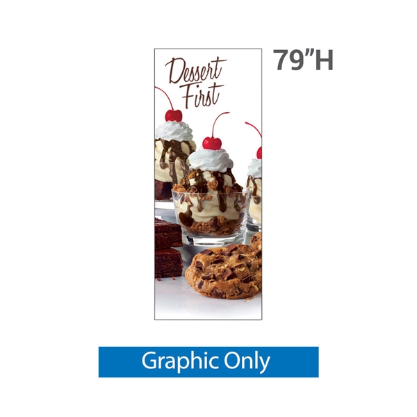 32in x 79in Grasshopper  Banner Stand Small Graphic Only allows your customers to quickly set up their graphics. Simply unfold the Banner Stand display and attach a grommeted graphic. Allows for an upscale wood look for a lower cost.