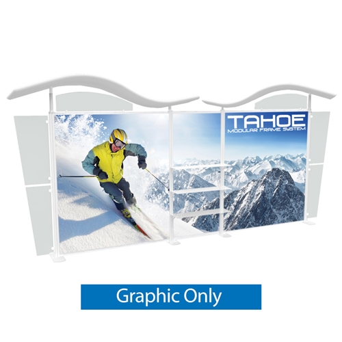Tahoe Modular Displays 20ft c Main Graphic Only. Tahoe Modular Display Portable System is available in a number of configurations making it the perfect back wall display. The Tahoe is a modular trade show display booth that is fully customizable.