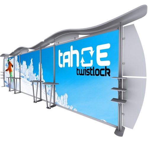 30ft Tahoe Twistlock V Modular Backwall Display Graphic Package. Twistlock Tahoe is a modular backwall display booth is fully customizable. Twistlock Tahoe Modular Display Portable System is available in number of configurations- perfect backwall display