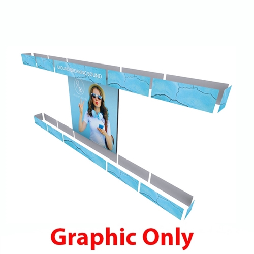 10ft x 20ft Alpine Merchandiser Booth F Graphic Only. Alpine Merchandiser Booths with SEG Fabric can be use in  Retail Stores, Trade Shows, Showrooms. Great for 10ftx20ft booths.