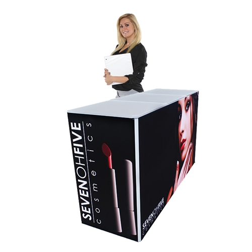 72in x 24in Big Sky Tension Fabric Counter (Frame and Fabric). Tension Fabric Counters light weight and quick manipulation make it perfect for any Trade Show or event. Fabric counter sets up and breaks down virtually in seconds