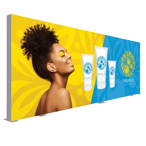 11ft x 8ft Floor Standing SEG Display | VAIL 180DB Frame & SEG Custom Double-Sided Print | xyzDisplays.com