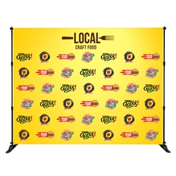 10ft x 7.5ft Slider Banner Stands - One Choice. One Choice Kai Indoor Banner Stand is a modern leaning tube display, with a simple pullover graphic.