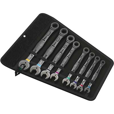 Wera 05020012001 Joker 8 PC Ratcheting Combination Wrench Set With Roll Up Pouch