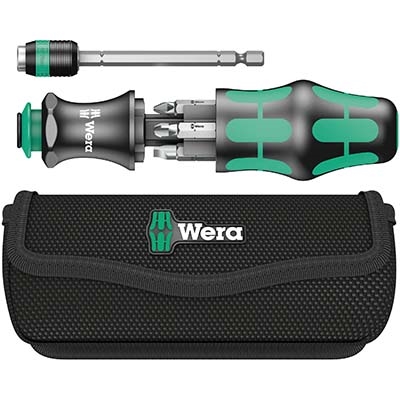 Wera 05051024001 Kraftform Kompakt 25 Slotted & Phillips BithoCSLDing Screwdriver With Bayonette Blade & Pouch