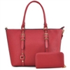 Large Classic Tote with Belted design in front and with Matching Wallet