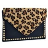 Faux Fur Envelope Clutch With Gold Studs
