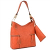 Dasein Classic Hobo Bag with Side Tassel zipped pockets and with Matching Wristlet