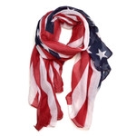 Sheer Free End American Flag Colors Scarf