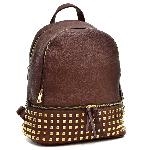 DaseinÂ® Buffalo Leather Studded Backpack with Bottom Zipper Compartment