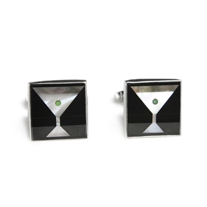 Square Martini Inlay Cufflinks