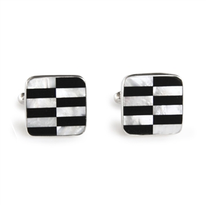 Square Black & White Zipper Inlay Cufflinks