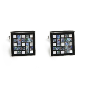 Square Opal Grid Inlay Cufflinks